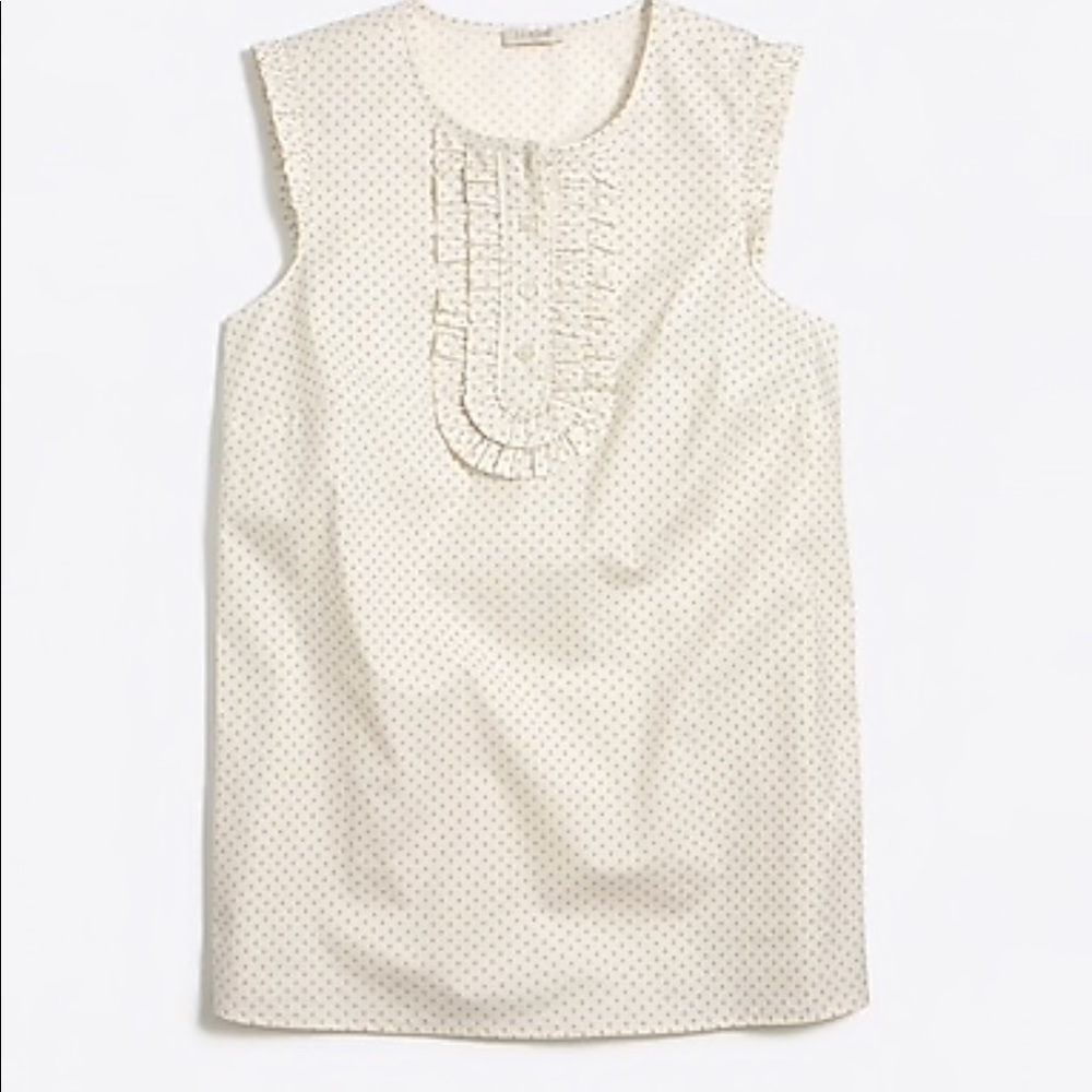 Printed sleeveless ruffle blouse